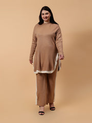 Gaiia Co-Ord Set Plus Size Knitted - Beige