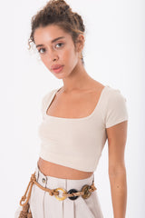 Gaiia Women Short Sleeve Crop Top