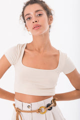 Gaiia Women Short Sleeve Crop Top