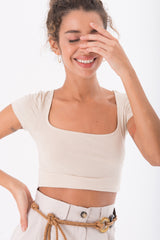 Gaiia Women Short Sleeve Crop Top