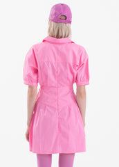 Gaiia Flare Button-Up Mini Shirt Dress