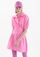 Gaiia Flare Button-Up Mini Shirt Dress