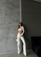 Gaiia Foil Abstract Print Denim Jeans