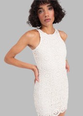Gaiia Crochet Mini Pencil Dress - Beige