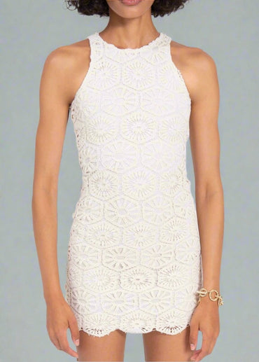 Gaiia Crochet Mini Pencil Dress - Beige - GAIIA