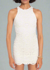 Gaiia Crochet Mini Pencil Dress - Beige