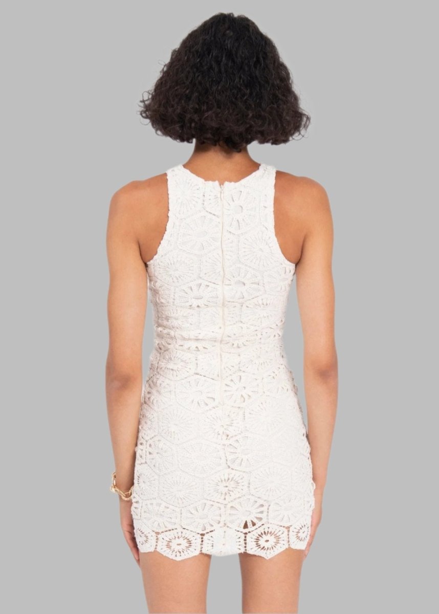 Gaiia Crochet Mini Pencil Dress - Beige - GAIIA