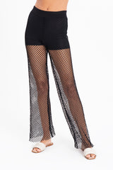 Gaiia Petite Open Mesh Flare Trousers