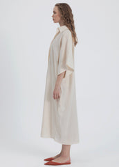 Gaiia Belted White Shirt Dress - Beige