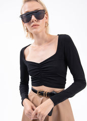 Gaiia Black Long Sleeve Crop Top