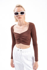 Gaiia Black Long Sleeve Crop Top