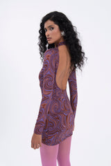Gaiia Open Back Mini Dress - Purple