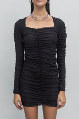 Gaiia Women Ruched Square-Neck Bodycon Dress - Black