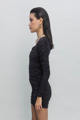 Gaiia Women Ruched Square-Neck Bodycon Dress - Black