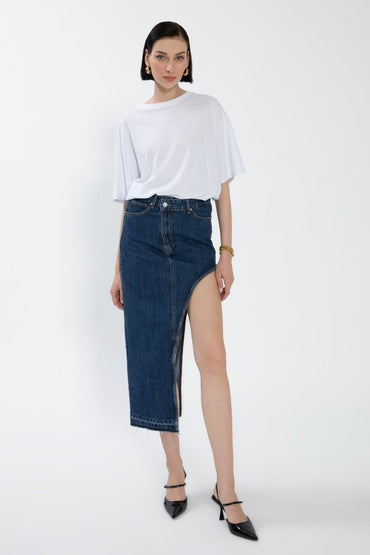 Gaiia Blue Cutout Denim Mini Skirt - GAIIA