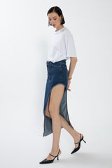Gaiia Blue Cutout Denim Mini Skirt