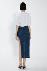 Gaiia Blue Cutout Denim Mini Skirt