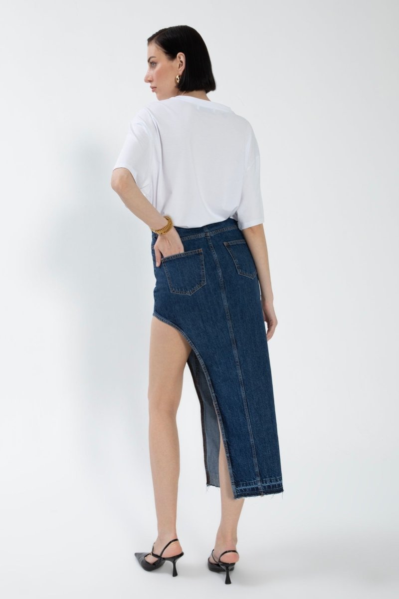 Gaiia Blue Cutout Denim Mini Skirt - GAIIA