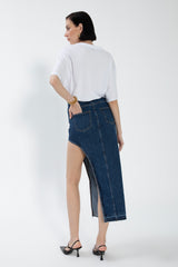 Gaiia Blue Cutout Denim Mini Skirt