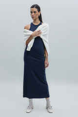 Gaiia Navy Halter Neck Midi Pencil Dress - Navy Blue