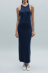 Gaiia Navy Halter Neck Midi Pencil Dress - Navy Blue