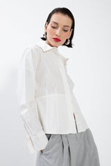 Gaiia White Darted Poplin Shirt