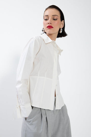 Gaiia White Darted Poplin Shirt - GAIIA