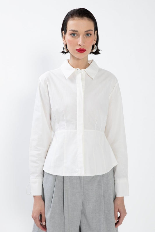 Gaiia White Darted Poplin Shirt - GAIIA