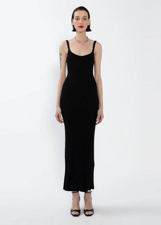 Gaiia Shoulder Straps Maxi Dress - Black