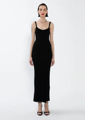 Gaiia Shoulder Straps Maxi Dress - Black