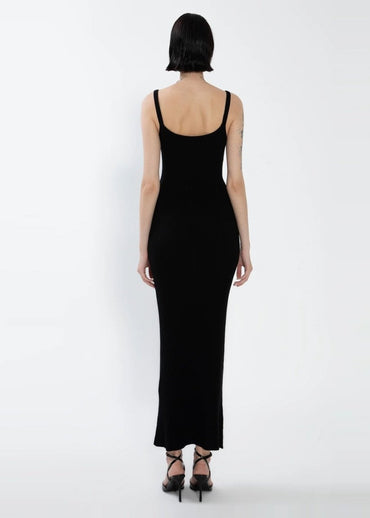 Gaiia Shoulder Straps Maxi Dress - Black - GAIIA