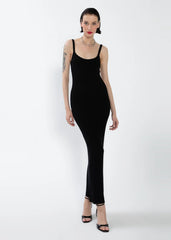 Gaiia Shoulder Straps Maxi Dress - Black