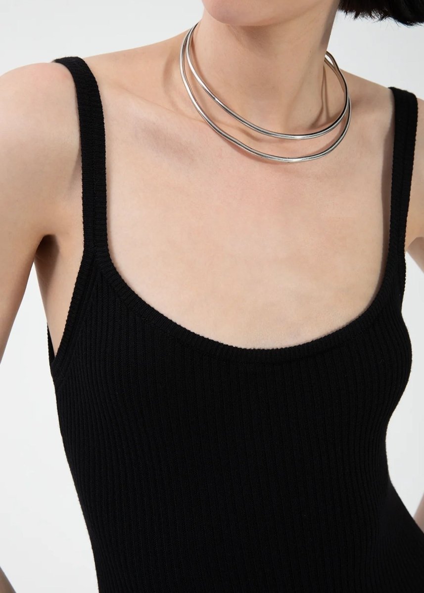 Gaiia Shoulder Straps Maxi Dress - Black - GAIIA