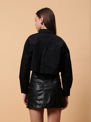 Gaiia Pockets Troc Detail Crop Shirt