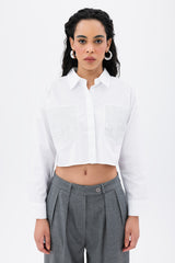 Gaiia Pockets Troc Detail Crop Shirt