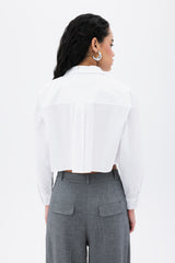 Gaiia Pockets Troc Detail Crop Shirt