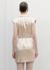 Gaiia Beige Satin Mini Jacket Dress - Golden