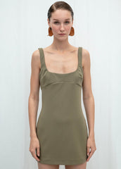 Gaiia Fitted Square-Neck Dress