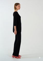 Two Piece Corduroy Lounge Set - Black