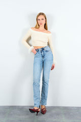 Gaiia Off Shoulder Long Sleeve Pullover - Cream