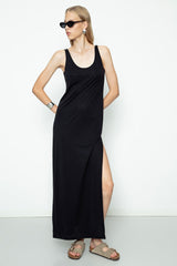 Gaiia Maxi Dress With Slit - Black
