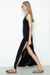 Gaiia Maxi Dress With Slit - Black