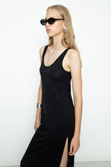 Gaiia Maxi Dress With Slit - Black