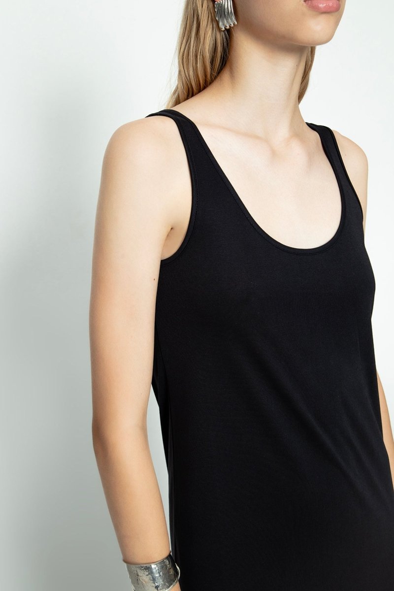 Gaiia Maxi Dress With Slit - Black - GAIIA
