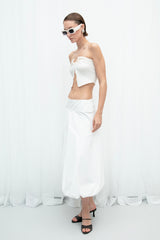 Gaiia White Cotton Midi Length Skirt