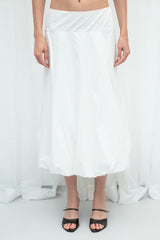 Gaiia White Cotton Midi Length Skirt
