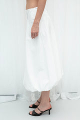 Gaiia White Cotton Midi Length Skirt