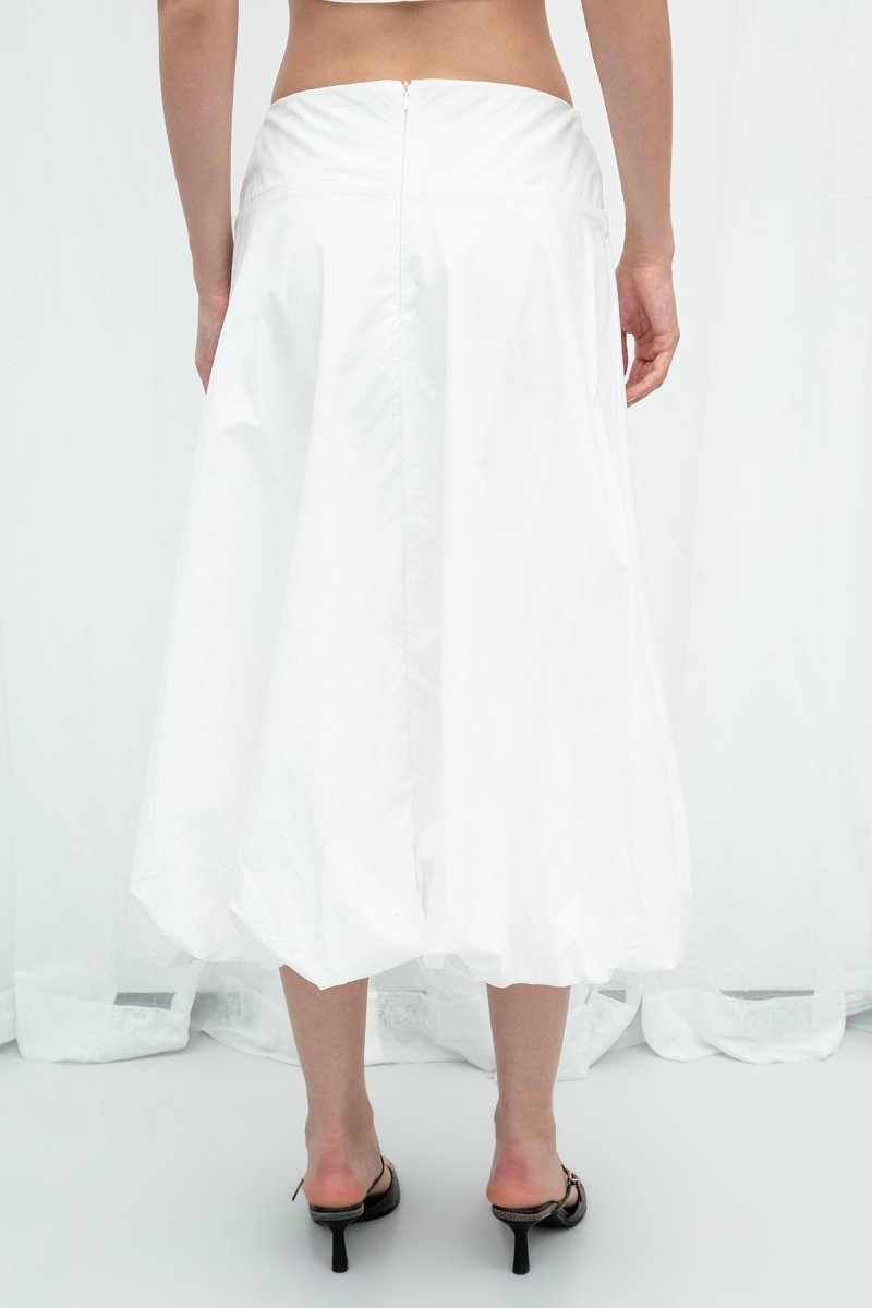 Gaiia White Cotton Midi Length Skirt - GAIIA
