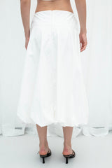 Gaiia White Cotton Midi Length Skirt