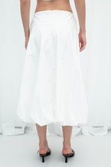 Gaiia White Cotton Midi Length Skirt